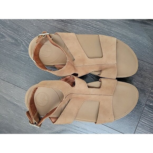 AMAZING! Fitflop Arena Gladiator Leather Ankle Wrap Sandals Sz 8 Tan - Picture 5 of 8